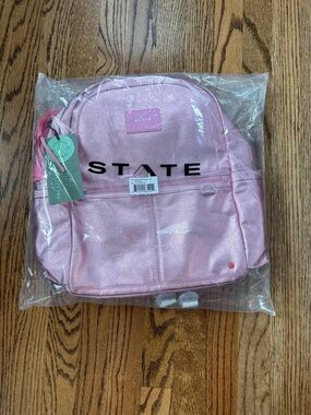 STATE Shimmery Light Pink Mini Backpack